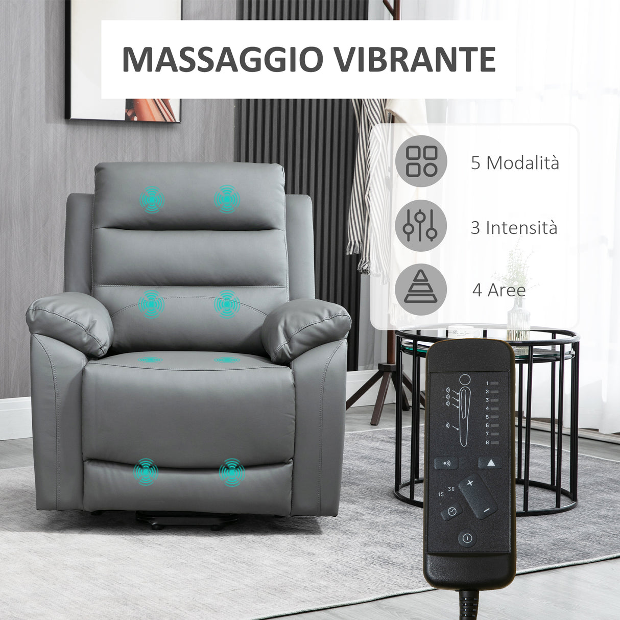easycomfort easycomfort poltrona alzapersona reclinabile fino a 135 con 8 punti massaggianti telecomando e poggiapiedi 91x86x101 cm