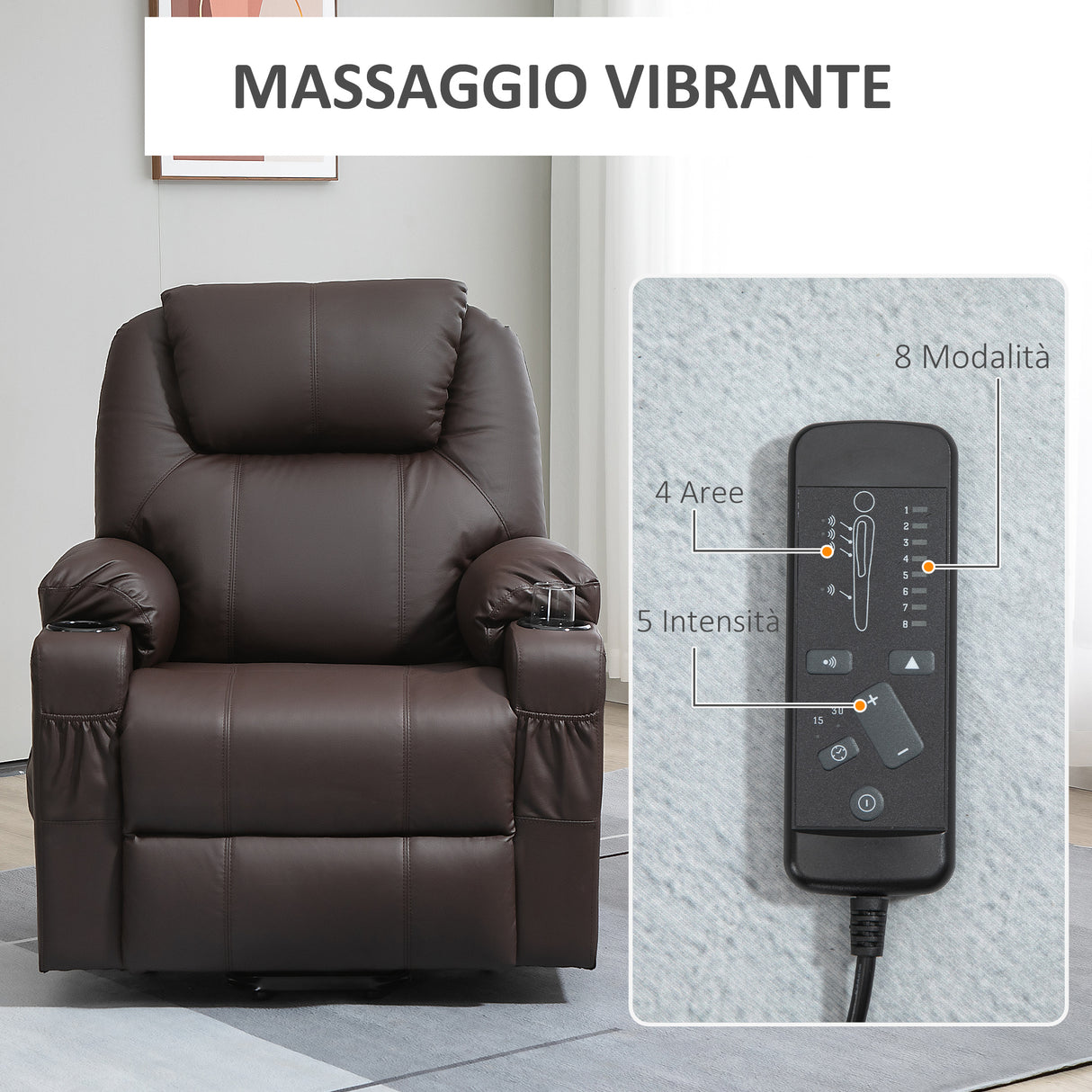 easycomfort easycomfort poltrona alzapersona reclinabile fino a 135 con portabicchieri telecomando e poggiapiedi 88x92x106 cm marrone
