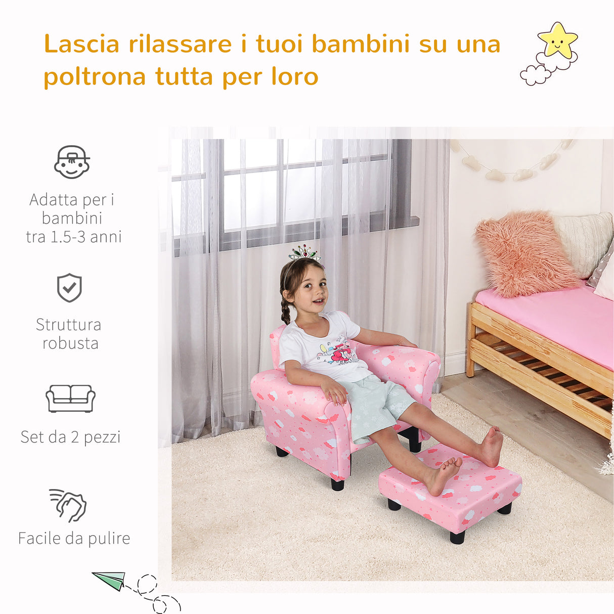 immagine-6-easycomfort-easycomfort-poltroncina-per-bambini-con-poggiapiedi-estraibile-struttura-in-legno-con-imbottitura-57x42x45cm-rosa-e-bianco