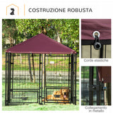 immagine-6-easycomfort-easycomfort-recinto-per-cani-da-esterno-con-serratura-2-ciotole-girevoli-e-copertura-rimovibile-nero-e-rosso