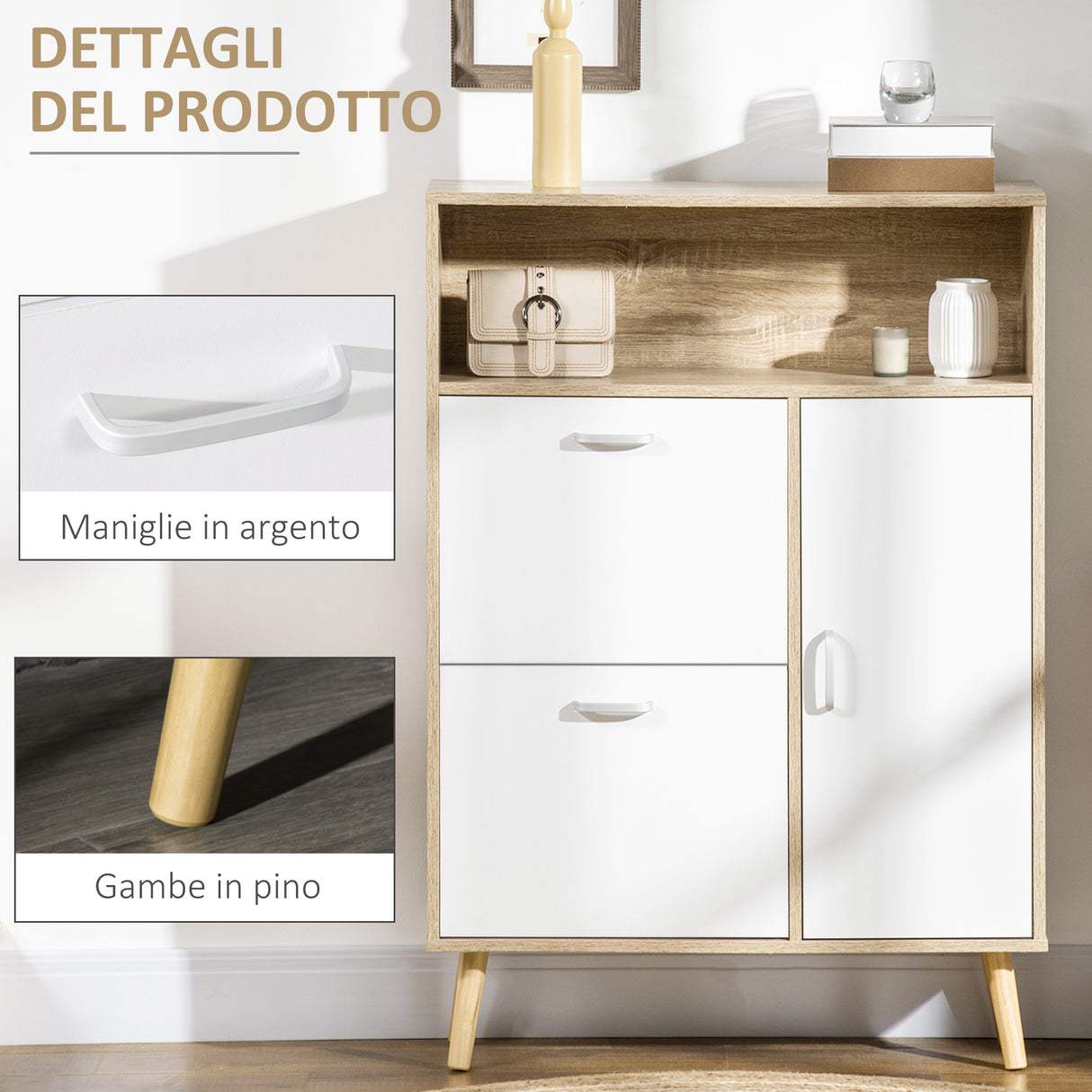 immagine-6-easycomfort-easycomfort-scarpiera-salvaspazio-per-8-paia-di-scarpe-con-2-ante-e-armadietto-80x25-5x112-5cm-grigio-e-bianco