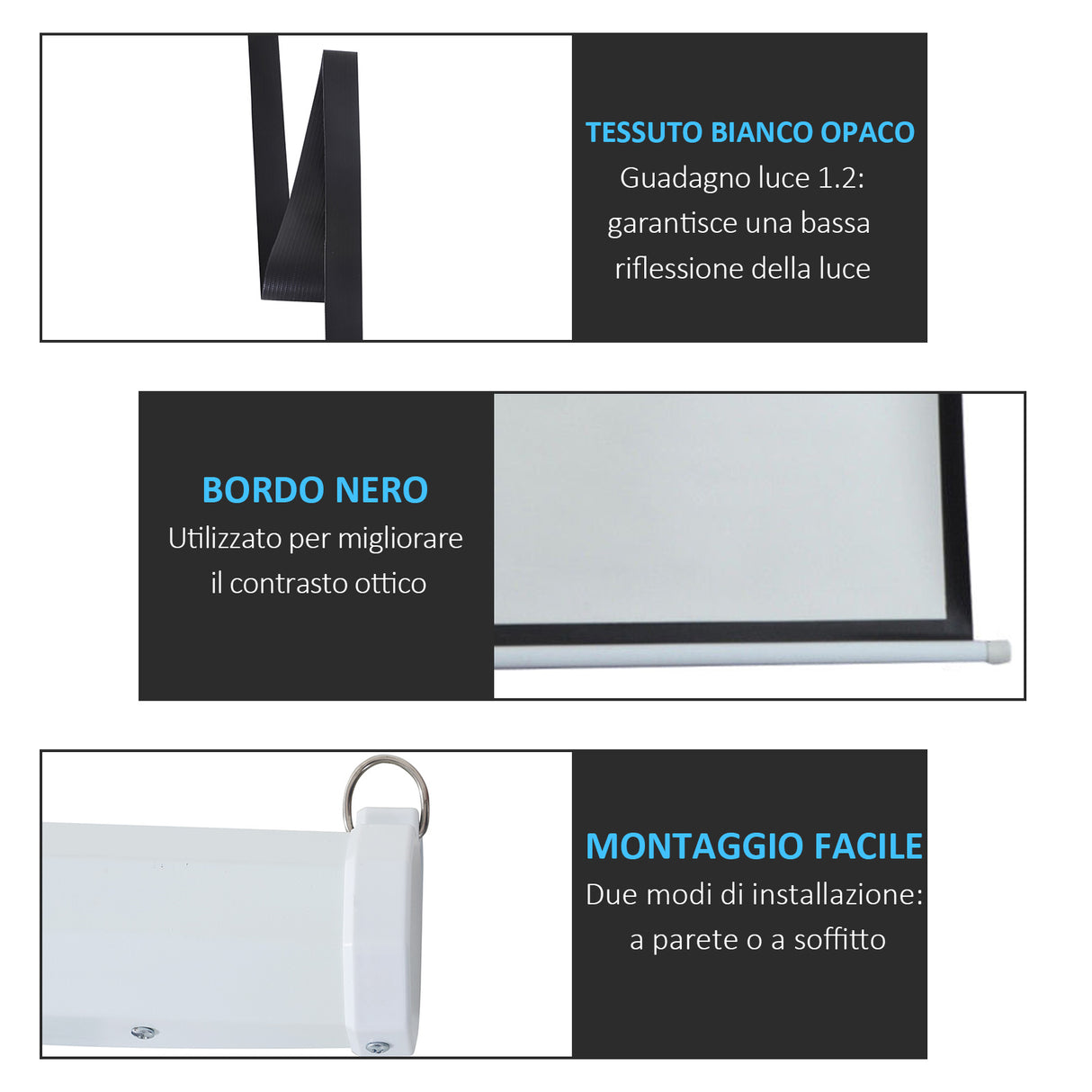 easycomfort easycomfort schermo per proiettore 100 pollici formato 43 regolabile con telecomando schermo di proiezione motorizzato compatto 203x152 cm bianco ean 8054144130989