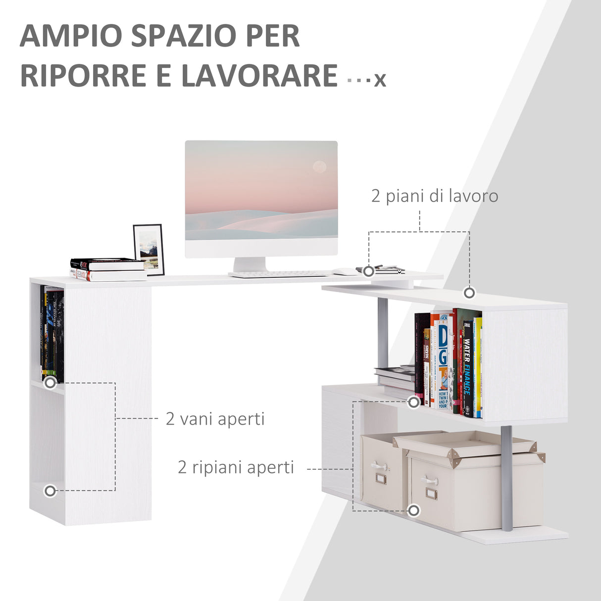 immagine-6-easycomfort-easycomfort-scrivania-moderna-angolare-e-girevole-con-libreria-tavolo-da-pranzo-in-truciolato-bianco-140x120x78-cm-ean-8054144130217