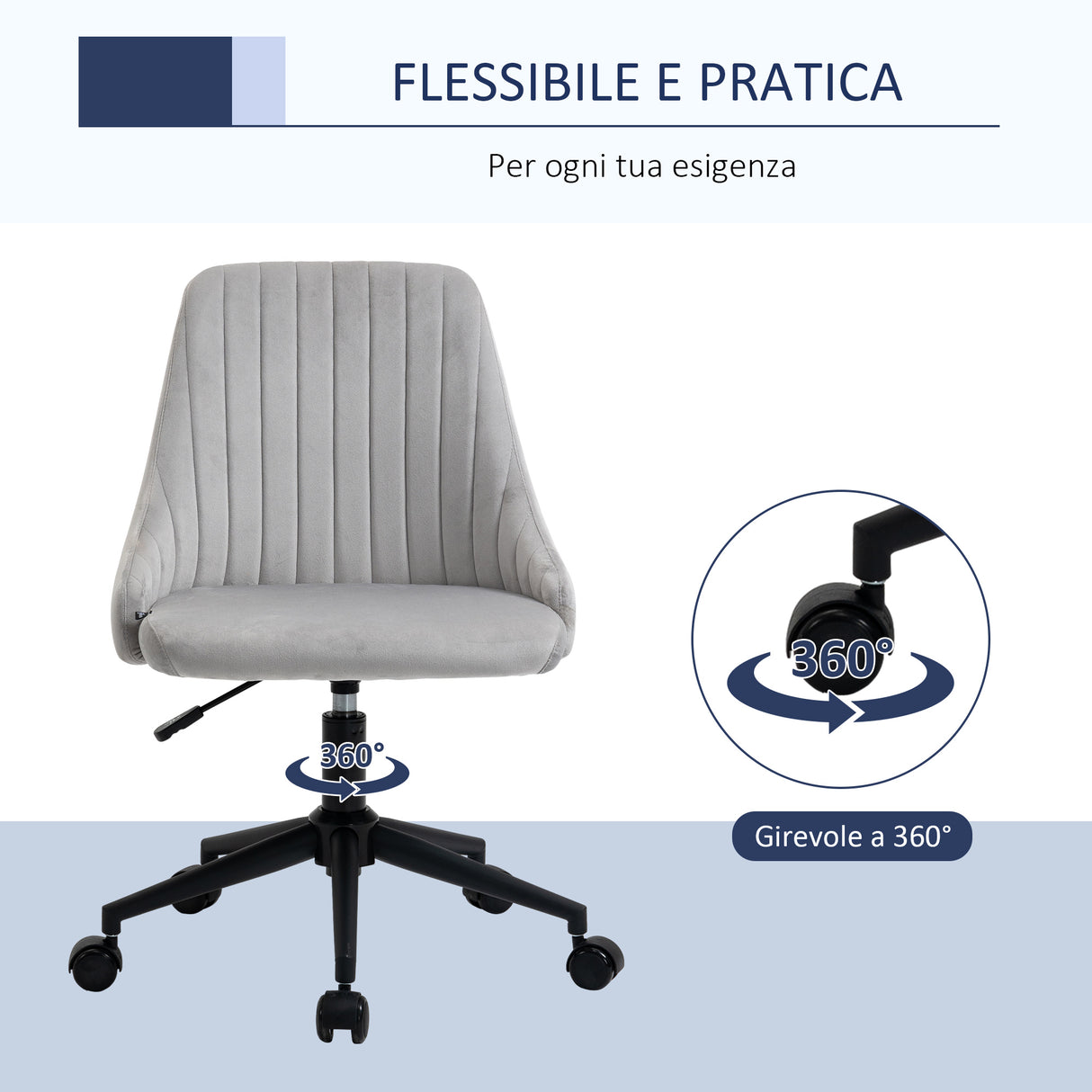 immagine-6-easycomfort-easycomfort-sedia-da-ufficio-in-velluto-grigio-con-altezza-regolabile-sedia-ergonomica-girevole-a-360-e-ruote-50x58x77-87cm