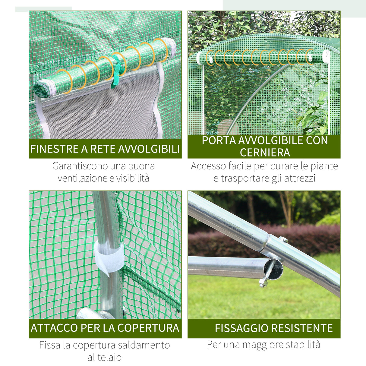 easycomfort easycomfort serra a tunnel con porta avvolgibile e finestre copertura pe e struttura in acciaio 1 5x3x2m verde