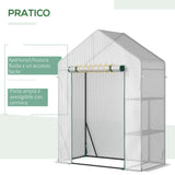 easycomfort easycomfort serra da giardino in pe e acciaio per esterni con 2 scaffali e porta avvolgibile 143x73x195 cm bianco