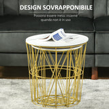 easycomfort easycomfort set 2 tavolini da salotto moderni impilabili con ripiano rimovibile tavolino da caffe con contenitore per soggiorno e camera bianco oro