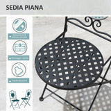 easycomfort easycomfort set da giardino 3 pezzi con mosaico tavolino e 2 sedie pieghevoli verde