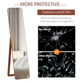 easycomfort easycomfort specchio da terra e da parete con struttura in legno supporto pieghevole con cerniera 37x43x156cm noce chiaro