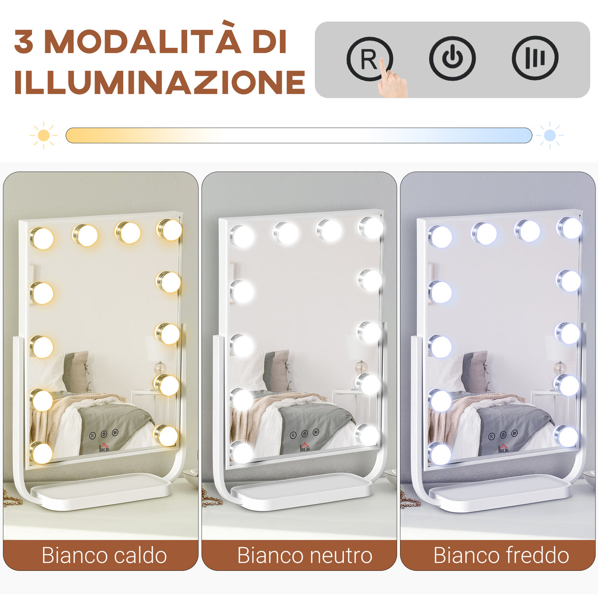 easycomfort easycomfort specchio trucco illuminato inclinabile con 12 luci led e luminosita regolabile 32 8lx11x47 4cm