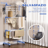 easycomfort easycomfort stendibiancheria pieghevole a 4 livelli con ali girevoli e 4 ruote in acciaio e pp 73x64x177 cm bianco e argento