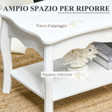 easycomfort easycomfort tavolino da salotto con ampio ripiano portaoggetti inferiore in legno 94x44x43cm bianco ean 8054144137254