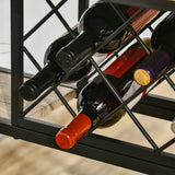 easycomfort easycomfort tavolo da bar industriale da 10 bottiglie in truciolato e acciaio 120x60x91 cm nero e color legno