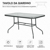 easycomfort easycomfort tavolo da giardino con foro per ombrellone arredamento da esterno in metallo e vetro 140x80x70cm grigio ean 8054144134215