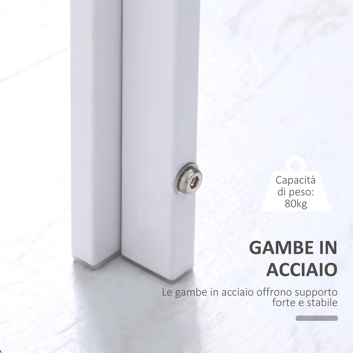 easycomfort easycomfort tavolo rettangolare da 4 persone per cucina e soggiorno tavolo moderno in metallo e vetro temperato 120x60x75 cm bianco