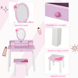 easycomfort easycomfort toeletta per bambine 3 anni in legno set tavolo da trucco giocattolo con specchio e sgabello rosa