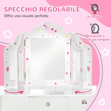 easycomfort easycomfort toeletta per bambini con sgabello tavolo trucco con triplo specchio e cassetto 63x40x85 5cm bianco