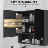 easycomfort easycomfort armadietto con specchiera bagno a 2 ante e mensole regolabili in legno 55x17x55cm nero