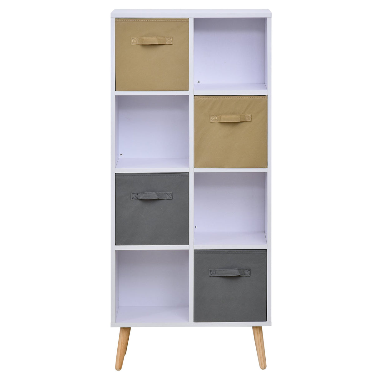 immagine-7-easycomfort-easycomfort-armadietto-libreria-in-legno-bianco-8-ripiani-e-4-cassetti-pieghevoli-in-tessuto-grigio-e-marrone-ean-8054111848756