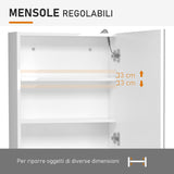 easycomfort easycomfort armadietto pensile da bagno con 1 anta specchio e luci a led 2 ripiani interni mdf bianco 60 x 50 x 15cm ean 8054144138923