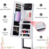 easycomfort easycomfort armadio portagioie portagioielli con specchio regolabile e illuminazione led legno bianco 30x146x36 cm