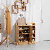 easycomfort easycomfort armadio scarpiera salvaspazio e moderno in legno per 12 paia con 4 ripiani aperti 83x30x90 cm marrone chiaro