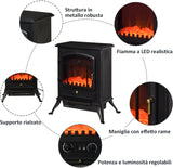 easycomfort easycomfort camino elettrico da terra con effetto fiamma potenza 1000w 2000w in abs e vetro 452854cm nero ean 8054111849036