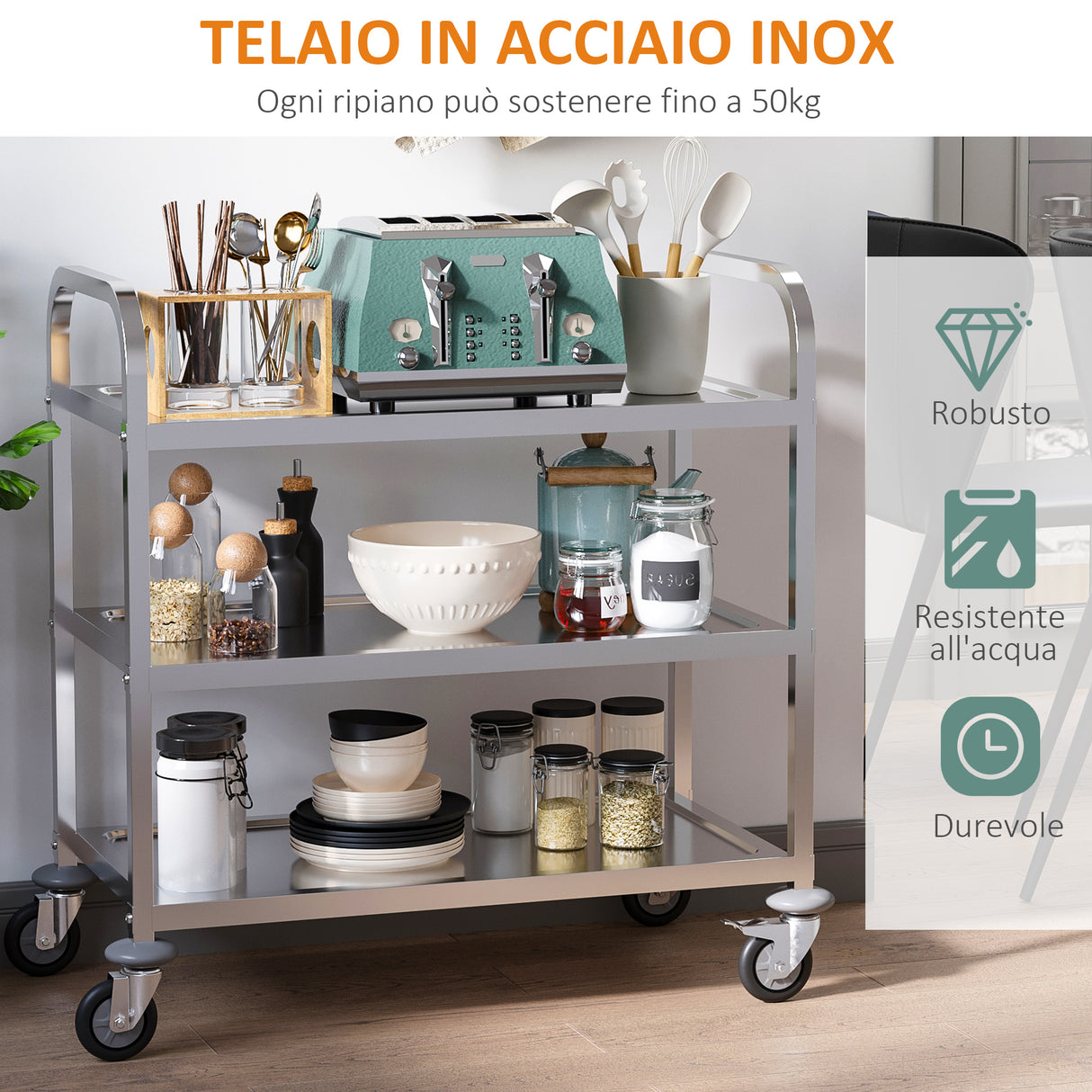 immagine-7-easycomfort-easycomfort-carrello-da-cucina-3-ripiani-aperti-4-ruote-omnidirezionali-con-2-freni-cuscinetti-anti-collisione-in-acciaio-inossidabile-430-argento-85x45x90cm-ean-8054144138558