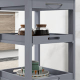 easycomfort easycomfort carrello da cucina con cassetto 2 vassoi estraibili e ripiano fisso in legno di pino e mdf 37x37x76 cm