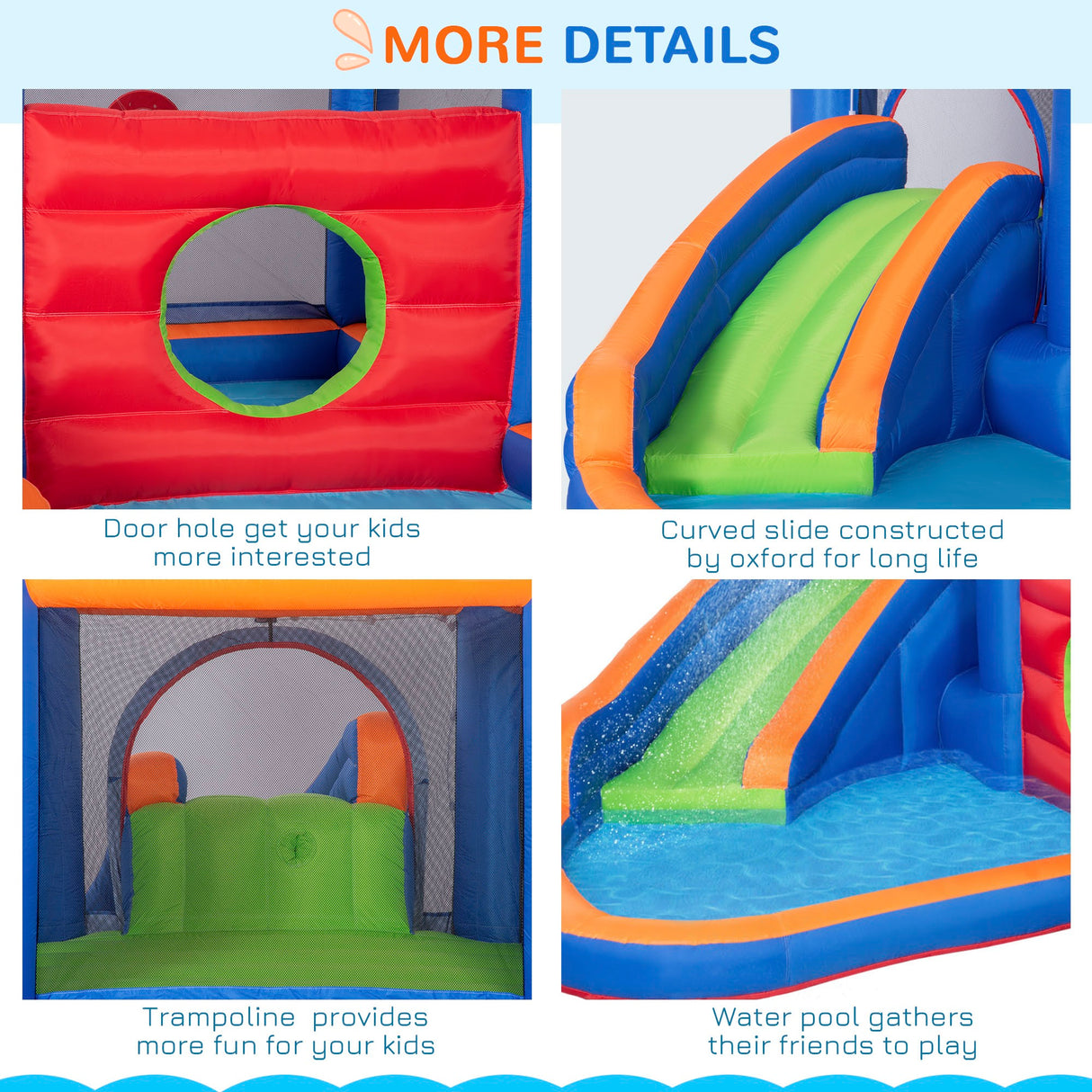 easycomfort easycomfort castello gonfiabile per bambini 3 8 anni con scivolo trampolino e piscina 380x340x170cm