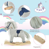 easycomfort easycomfort cavallo a dondolo per bambini 3 6 anni con suoni in peluche 73x35x64cm grigio