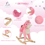 easycomfort easycomfort cavallo a dondolo per bambini 36 72 mesi unicorno a dondolo con suoni in legno e peluche rosa 74x33x62cm