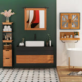 easycomfort easycomfort colonna bagno con 2 cassetti e 3 vani aperti in legno mdf e bambu 30x30x144 3 cm
