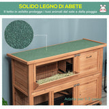 easycomfort easycomfort conigliera in legno a 2 livelli con ruote vassoio estraibile e rampa 122x50x101cm