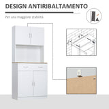 easycomfort easycomfort credenza cucina con armadietti a 2 ante e cassetto in legno 80x40x180cm bianco