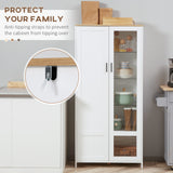 easycomfort easycomfort credenza moderna a 2 ante con mensole regolabili in legno e vetro 76x36x160cm bianco