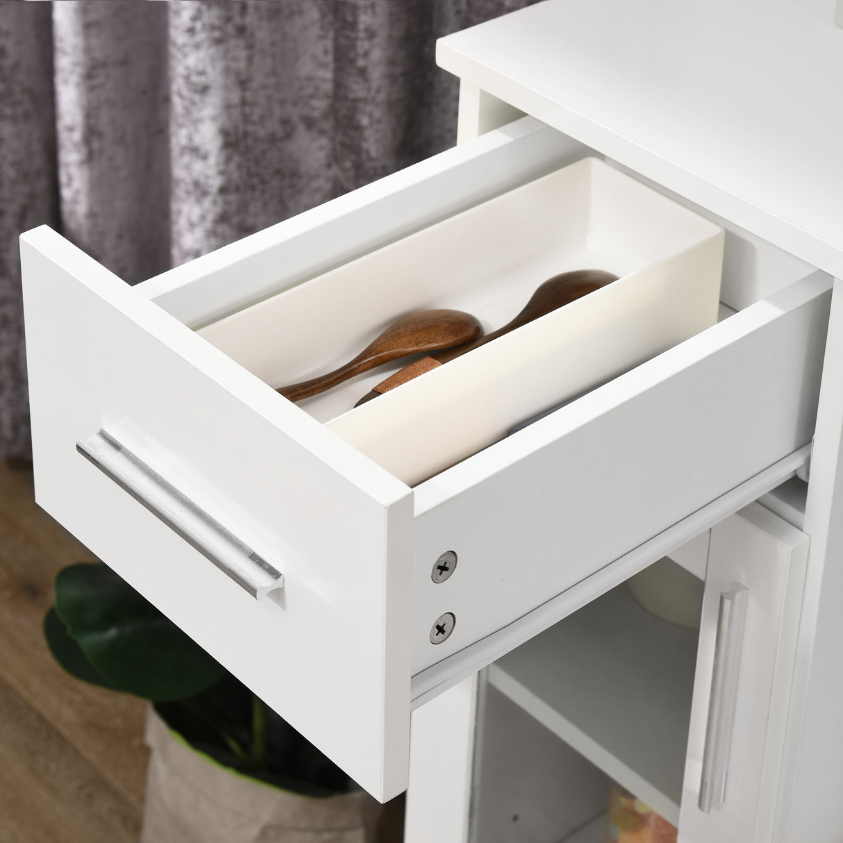 easycomfort easycomfort credenza moderna con armadietti e cassetto in legno e vetro 60x40x95cm bianco