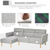easycomfort easycomfort divano letto 3 posti divano angolare in tessuto grigio con schienale regolabile stile scandinavo 207x146x80cm
