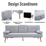 easycomfort easycomfort divano letto 3 posti stile scandinavo reclinabile con tavolino a ribalta 181x77x88 cm grigio ean 8054144132129