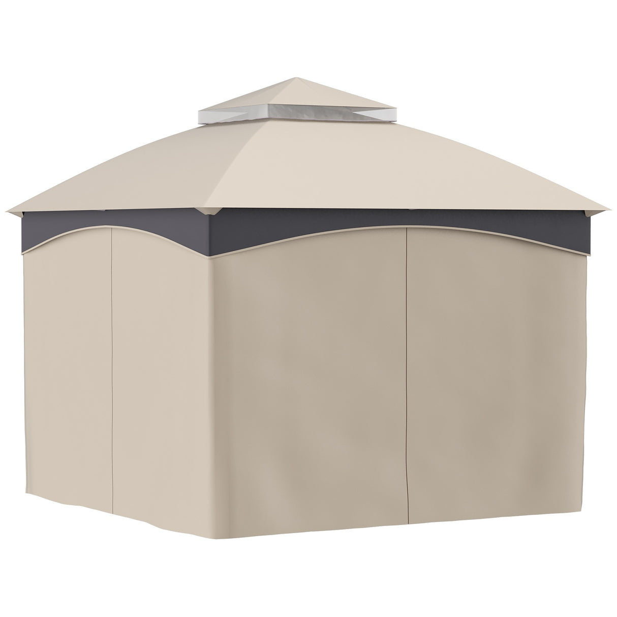 easycomfort easycomfort gazebo da giardino 3x3m in acciaio con doppio tettuccio e tende beige e grigio