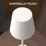 easycomfort easycomfort lampada da tavolo portatile in acrilico e metallo da 3600mah con cavo di ricarica 11 2x36 5 cm bianco