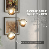 easycomfort easycomfort lampada da terra in metallo ad albero con 3 paralumi in vetro 36x162 cm nero e grigio