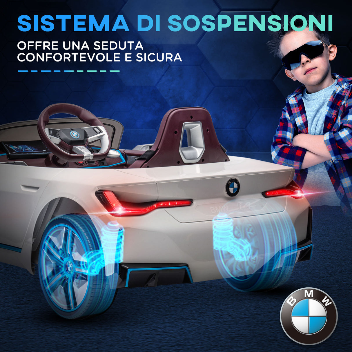 easycomfort easycomfort macchina elettrica per bambini 3 6 anni con licenza bmw con telecomando clacson e fari 115x67x45 cm bianca