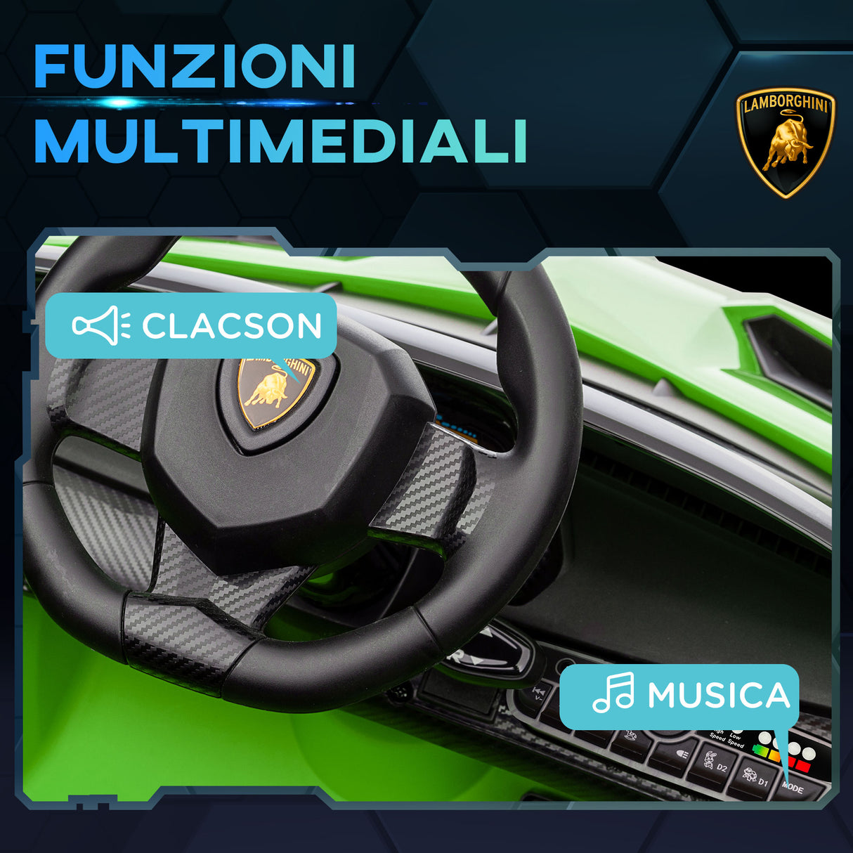 easycomfort easycomfort macchina elettrica per bambini lamborghini veneno 12v con telecomando eta 3 6 anni verde