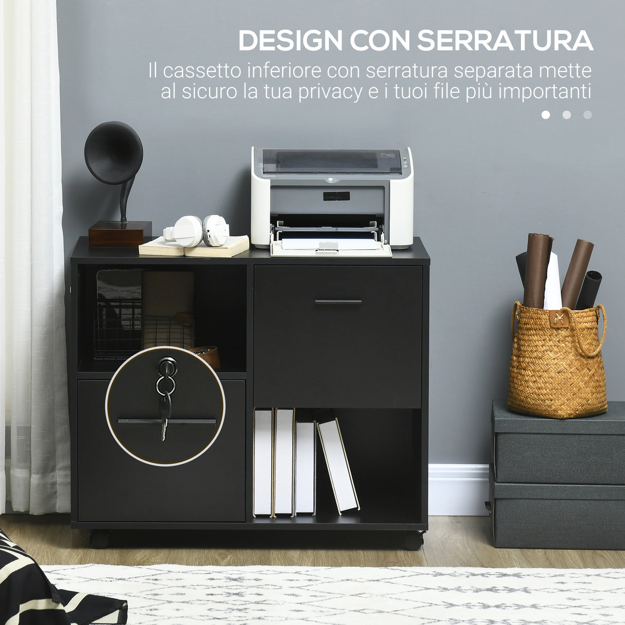 immagine-7-easycomfort-easycomfort-mobile-da-ufficio-con-2-cassetti-porta-documenti-e-ripiani-ruote-con-blocco-80x40x66cm-nero