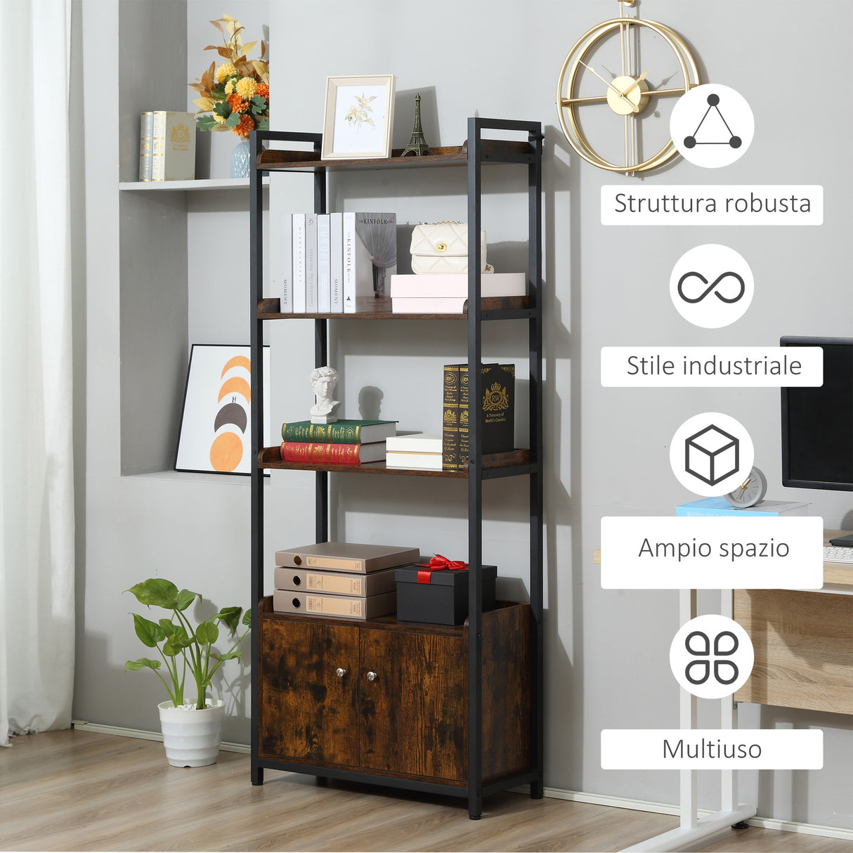 immagine-7-easycomfort-easycomfort-mobile-libreria-4-ripiani-con-armadietto-a-2-ante-libreria-scaffale-in-stile-industriale-per-casa-e-ufficio-75x30x180cm-marrone