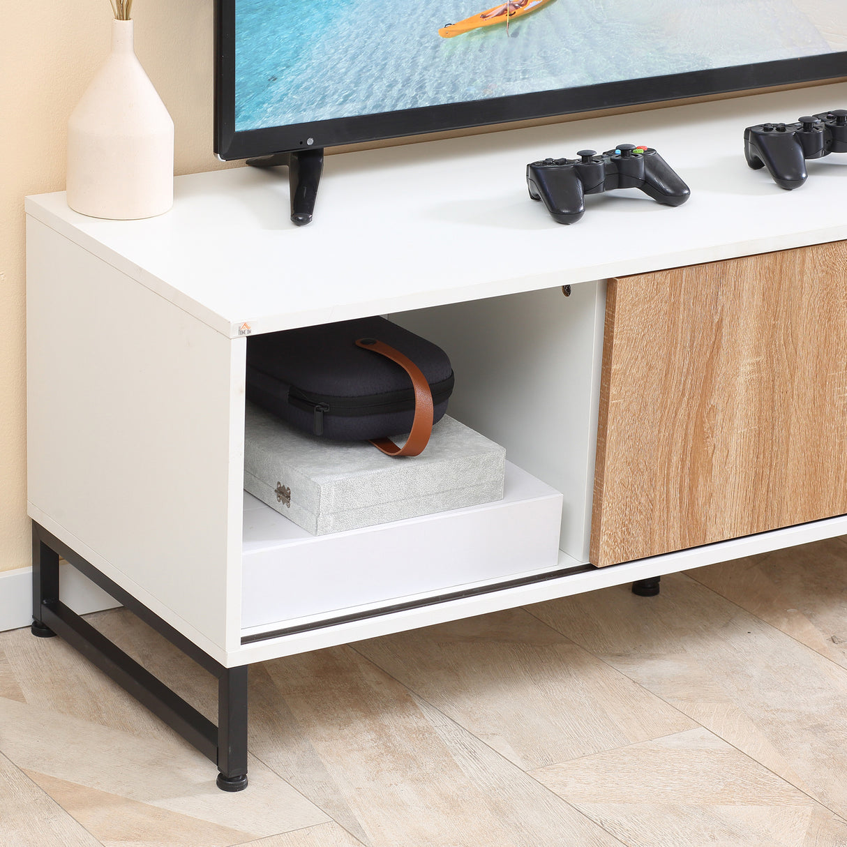 immagine-7-easycomfort-easycomfort-mobile-tv-moderno-50-max-in-truciolato-e-acciaio-con-2-ripiani-aperti-e-2-armadietti-chiusi-120x39-5x45-cm