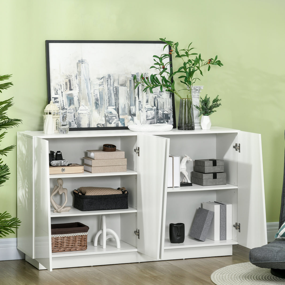 easycomfort easycomfort mobiletto multiuso in truciolato bianco a 5 livelli con ripiano regolabile su 3 livelli 150x40x88 cm