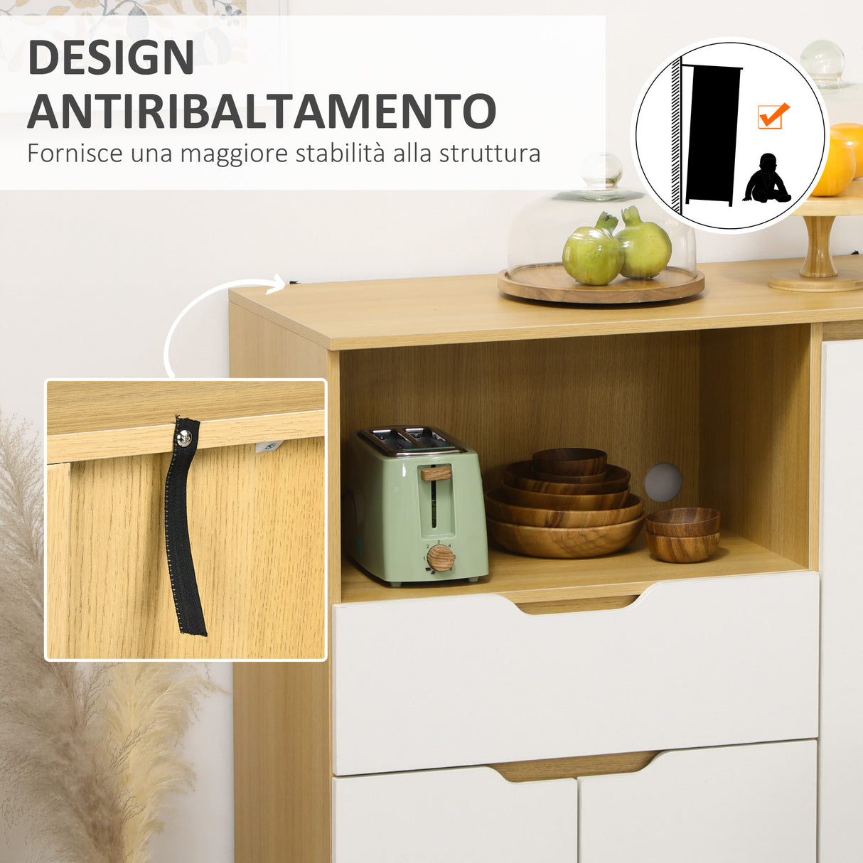 immagine-7-easycomfort-easycomfort-mobiletto-per-microonde-con-ripiano-aperto-armadietti-e-cassetto-90x40x98-5cm-bianco-e-legno