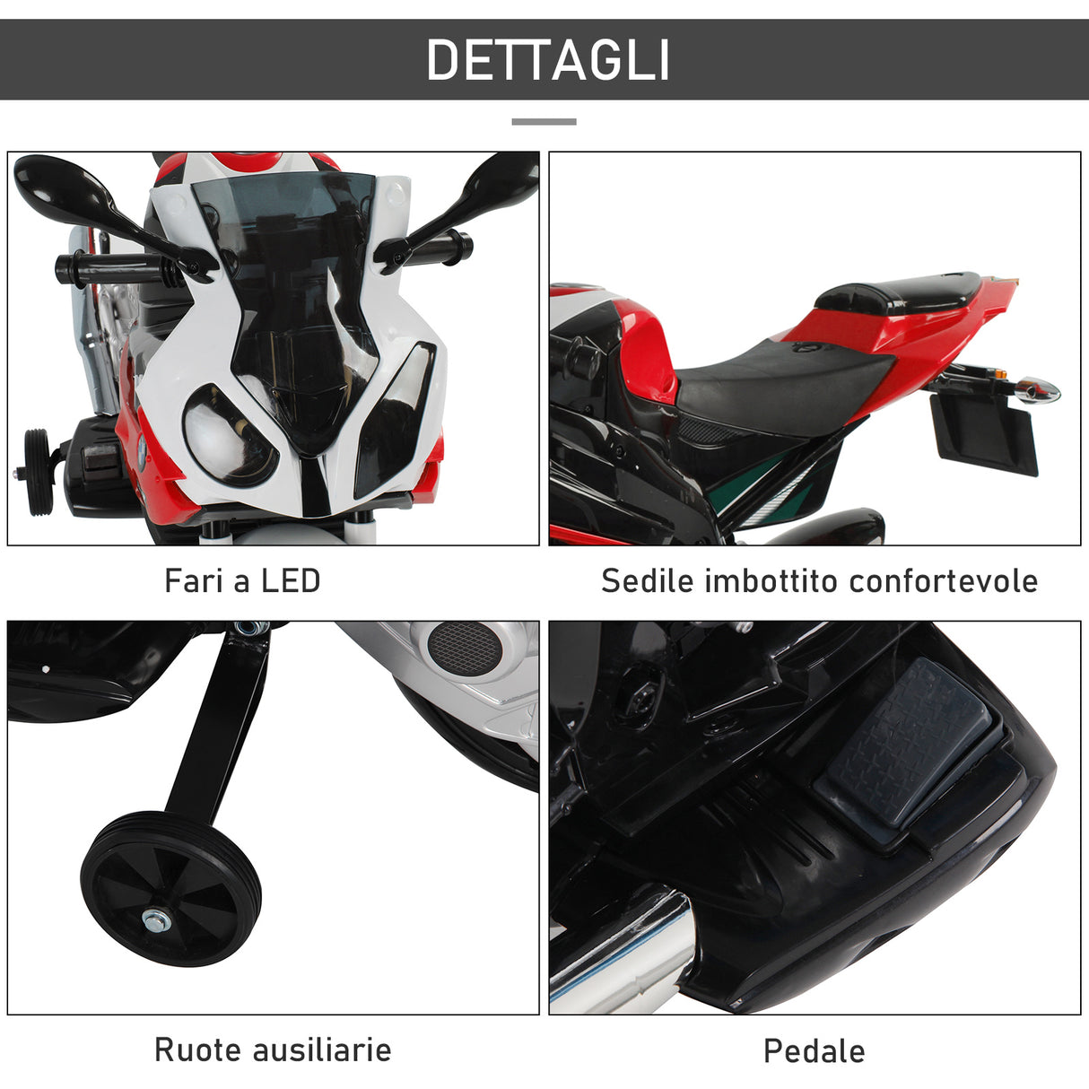 easycomfort easycomfort moto elettrica per bambini 3 8 anni con licenza bmw batteria 12v rotelle e luci 110x47x69 cm